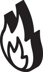 Fototapeta premium Stylized Flame Illustration with Dynamic Curves on Transparent Background for Design