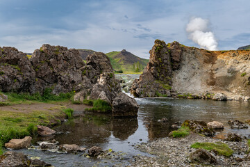 river in Reykjadalur valley in Iceland