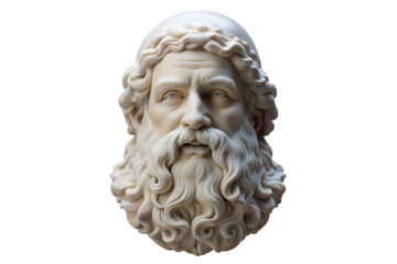 Marble bust bearded man isolated on a transparent background