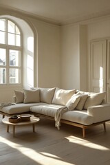 Fototapeta premium Sunlight brightens a modern living room