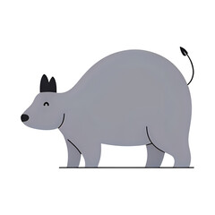 Obraz premium Charming cartoon illustration of a gray hippopotamus with a small crown on its head