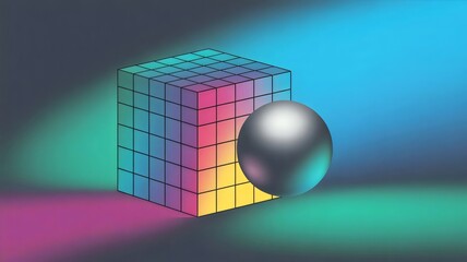 Pixel cube transforming into metallic sphere – Ideal for digital transformation, innovation, or data visualization content