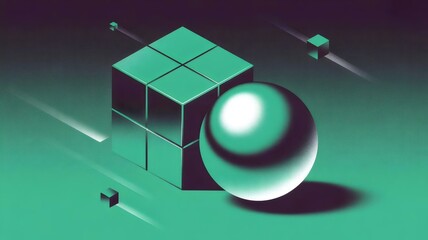 Green pixel cube morphing into silver sphere – Suitable for innovation campaigns, technology branding, or 3D design visuals