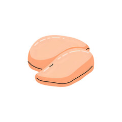 Fototapeta premium Two raw chicken breast halves with a smooth light brown surface and a thin dark outline