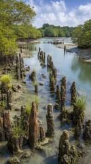 Fototapeta premium Exploring mangrove estuary landscape