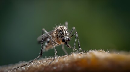 Fototapeta premium Extreme close up macro photograph of a mosquito insect on a textured surface