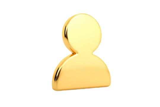 A gold colored man's head and shoulders