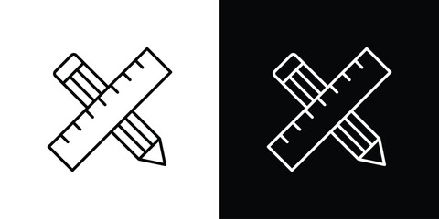 Pencil and ruler icon logo template designs.