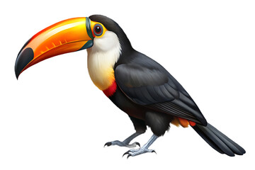 Obraz premium Toucan bird with large orange beak isolated on a transparent background