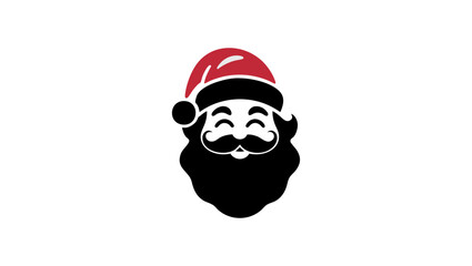 Festive Christmas Santa Claus Head Illustration with Red Hat and Beard