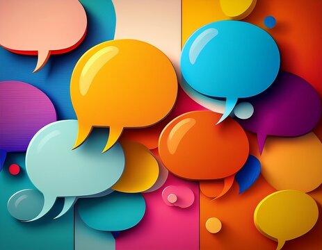 various colored speech bubbles on vibrant backdrop ideal for communication concepts