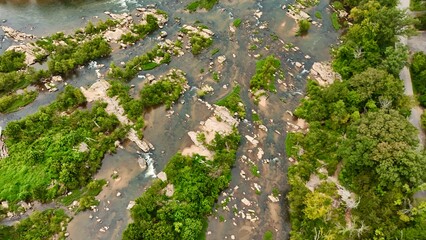 Aerial of Rappahannock River in Fredericksburg, VA