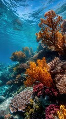 Colorful coral reef full of marine life