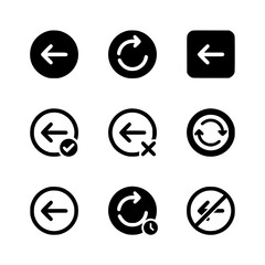 Collection of back, undo, and refresh interface icons