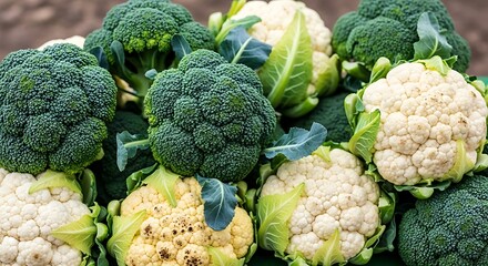 Fresh Broccoli and Cauliflower Harvested Together.