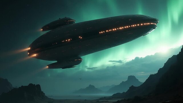 Alien mothership near Earth elements furnished