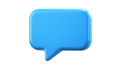 A single, bright blue speech bubble icon with rounded corners, isolated on a transparent background