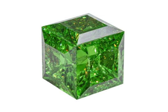A green gemstone is sitting on a white background - Powered by Adobe