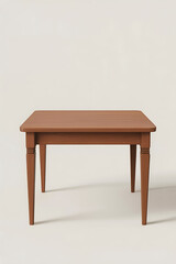 Simple square dining table, terracotta color.
