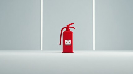 Obraz premium Red Fire Extinguisher Placed on a Minimalistic Shelf in a Modern Indoor Location During Daylight