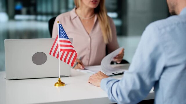 Client Meeting With Immigration Lawyer At US Embassy