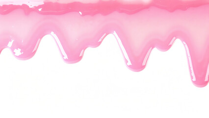 Fototapeta premium Pink icing glaze border isolated on a transparent background