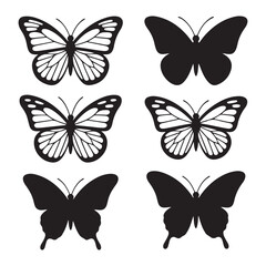 Butterflies Silhouette Vector Decorative Flying Insects Icons for Nature Themes Garden Art Spring and Wildlife Projects