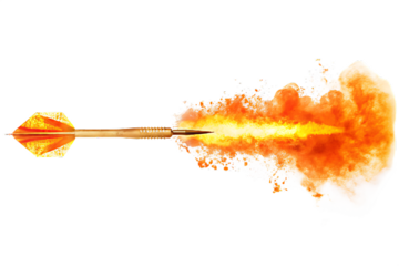 Dart Flying Through Fiery Orange Explosion Effect arrow motion isolated on a transparent background