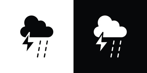 Thunderstorm icon line style. Graphic design element vectors
