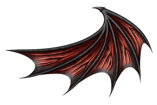 Detailed Dragon Wing with Red and Tones on Background fantasy creature isolated on a transparent background