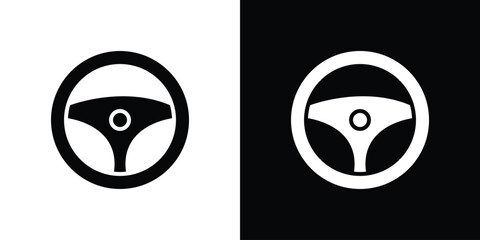 Steering wheel icon line style. Graphic design element vectors