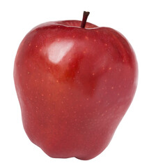 One red apple with spots and stem, isolated