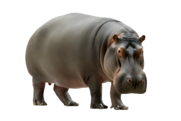 Full Body View of a Hippopotamus Standing on a Background animal wildlife isolated on a transparent background