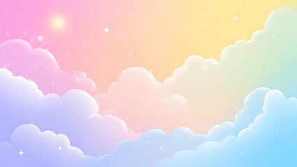 Pastel Sky with Clouds and Stars Dreamy Soft Background Illustration Wallpaper Graphic Resource
