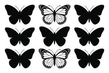 Butterfly Silhouette Collection &ndash; Elegant Vector Designs with Various Shapes, Patterns, and Decorations
