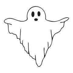 Hand drawn vector doodle of a Halloween ghost