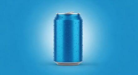 Blue Aluminum Soft Drink Soda Can Isolated on Blue Background