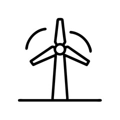 Wind turbine line art vector illustration for renewable energy and sustainable power generation icon