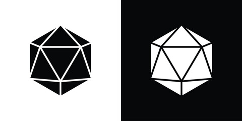 Dice d20 icon line style. Graphic design element vectors