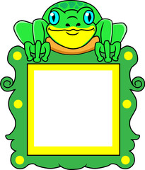 frame frog line vector illustration isolated on white background
