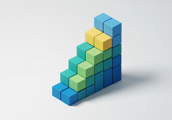 Colorful building blocks arranged in a rising graph shape, symbolizing growth and progress.