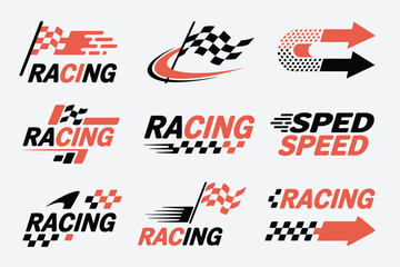Racing logos and motorsport speed graphic designs