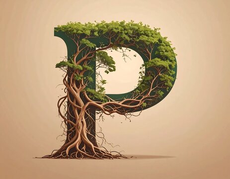 A capital letter 'P' formed by a tree