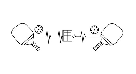 Pickleball paddles balls net heartbeat image