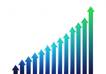 Upward trending graph with colorful arrows indicating growth and success