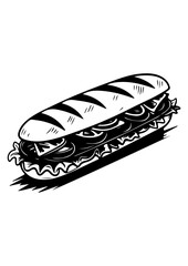 Classic Submarine Sandwich Illustration