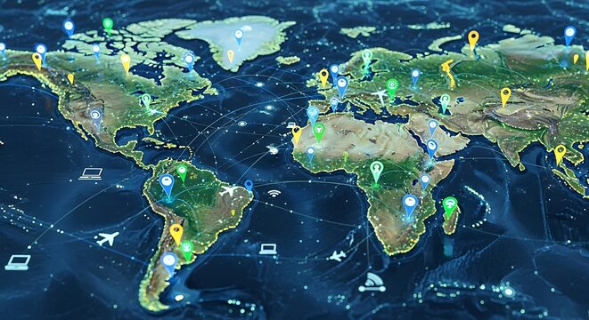Global Network Connections and Data Transfer.