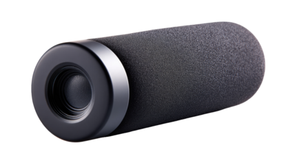 Cylindrical filter, studio shot, dark background, clean air