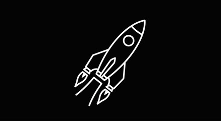 Minimalist Rocket Ship Vector Icon in Clean Line Art Style