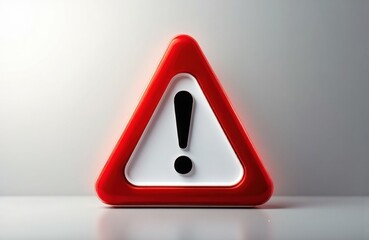 Warning sign with red triangle and exclamation mark on a plain background